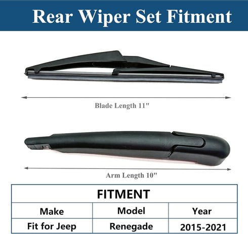 Rear Windshield Wiper Arm with Wiper Blade for Jeep Renegade 2015-2021 Rear Windshield Back Wiper Arm Blade Replacement OEM # 68256590AA...