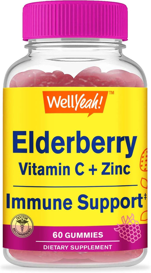 Elderberry Gummies with Vitamin C and Zinc - Antioxidant and Immune Support, Black elderberry Dietary Supplement for Men and Women - Non GMO, Vega...