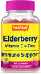 Elderberry Gummies with Vitamin C and Zinc - Antioxidant and Immune Support, Black elderberry Dietary Supplement for Men and Women - Non GMO, Vega...