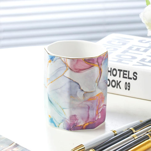 Ceramic Pencil Holder Pen Holder for Desk Cute Pencil Cup Pot Desk Organizer Makeup Brush Holder(Purple)...