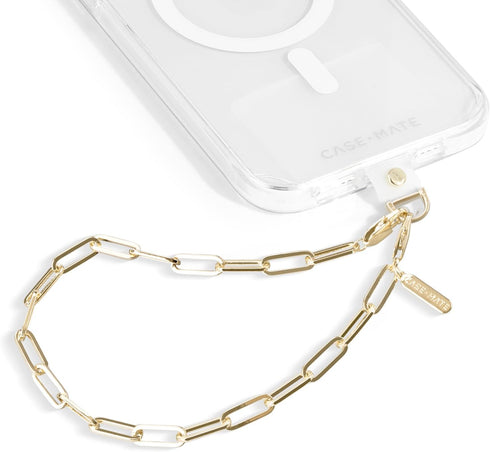 Case-Mate Phone Charm with Gold Metal Chain | Detachable Anti Theft Phone Strap | Hands-Free iPhone Wrist Strap for Women | Phone Chain Wristlet -...