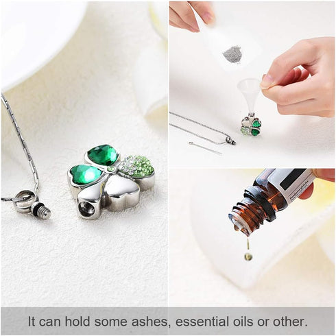 constantlife Cremation Jewelry Memorial Urn Necklace for Ashes Lucky Four-Leaf Clover Design Stainless Steel Pendant Keepsake...
