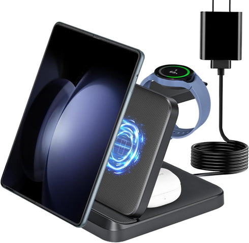 Miimall Foldable 3 in 1 Wireless Charger Fast Charging for Samsung Galaxy Z Fold & Flip 6/5/4/3/2,Galaxy S24+/S23+/S22, Portable Wireless Charging...