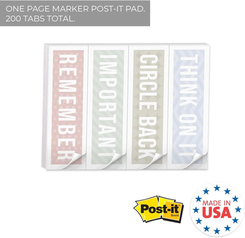 Modern Reminder Page Markers / 1" x 2.875" Multiuse Sticky Note Tabs/Pastel Pattern Sticky Pad with 200 Tabs/Made in The USA...