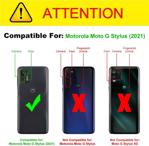 J&D Case Compatible for Moto G Stylus 2021 Case, Heavy Duty Hybrid Rugged Case with (2-Pack) Glass Screen Protector Protective Cover, Not Compatib...