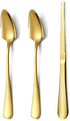 Gold Grapefruit Spoons 3 Pieces Set, 2 Stainless Steel Grapefruit Spoon And 1 Grapefruit knife With Titanium Plating, Grapefruit Utensil Set, Serr...
