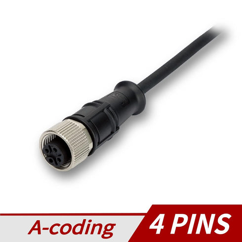 M12 Cable 4 Pin Female A Coding 5M Circular Connector Single End Cable Waterproof IP67 16.4 FT...