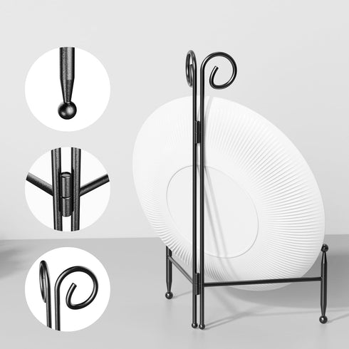 Plate Stand for Display, Black Curved Metal Plate Easel for Display, Decoative Holder for Art, Photos and Cards, 6inch 1-Pack...