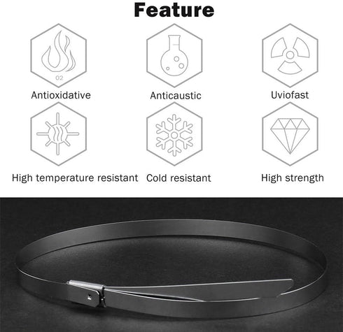 Stainless Steel Cable Ties, Tiberham 100 Pcs 7.9 Inches Heavy Duty Self-Locking Cable Zip Ties, Multi-Purpose Metal Exhaust Wrap Locking Ties for ...
