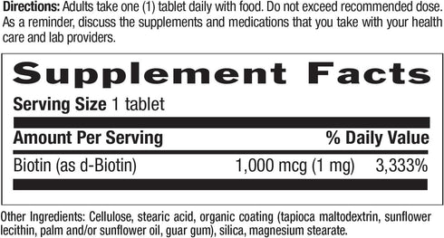 Country Life Biotin 1mg Supports Healthy Hair, Skin & Nails, 100 Tablets, Certified Gluten Free, Certified Vegan, Certified Halal, Non-GMO Verifie...