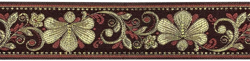 JL 429 Jacquard Metallic Gold Floral Vine Brown Ribbon Trim 2-3/8" (60mm) 3 Yards DIY for Sewing Crafting Home Decor, Wedding, Gift Wrapping, Bag ...