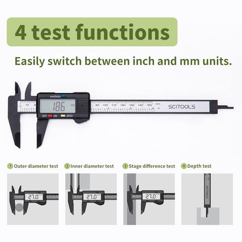 Digital Caliper 0-6"Measuring Tool, Micrometer Caliper with Auto-Off Feature, Interchangeable between inches and millimeters for jewelry measureme...