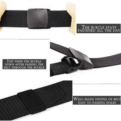 Nylon Belts for Men,1.5inch Tactical Military Belt Breathable Slide Buckle Canvas Web Belt Adjustable Outdoor Casual, Black...
