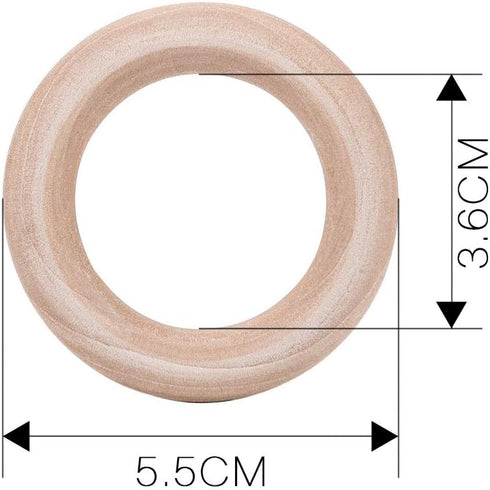 PEPPERLONELY Brand, 20 Natural Wood Rings 2-2/8" (56mm)...