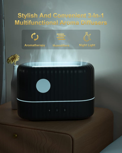 Flame Diffuser for Essential Oil, 7 Color Flame Light Intensity Modes and 2 Adjustable Cool Mist Setting Aromatherapy Diffusers Air Humidifier, 20...