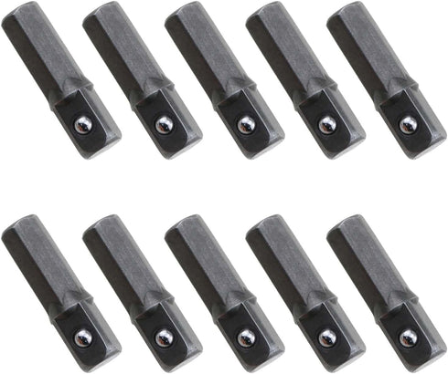 10PCS Power Tool Replacement Part 1/4 Inch Hex Shank to Square Impact Socket Adapter Suitable for Drill Driver Socket Driver Electric and Pneumati...