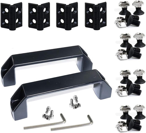 KOOTANS 2 Sets 2020 Series Door Handle and Frame Hinges Install Kit for 20x20 Aluminum Extrusion Profile Slot 6mm-4pcs Zinc Alloy Hinges, 2pcs Alu...