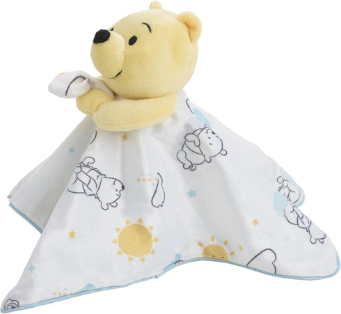 Disney Winnie The Pooh White, Yellow, and Aqua Cloud and Sun Lovey Security Blanket...