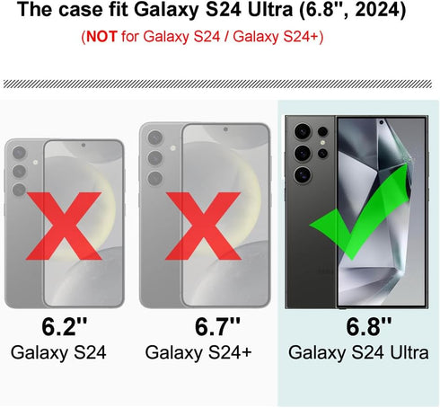 for Samsung Galaxy S24 Ultra Case, Shockproof Phone Case & Sliding Camera Cover & Ring Holder Kickstand with Screen Protector for Samsung Galaxy S...