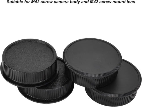 YYOYY 4 Pair Camera Rear Lens Cover and Body Set, for M42 Screw Mount Camera Accessories, Hard Plastic, The Lens from Dust, Small Size and Lightwe...