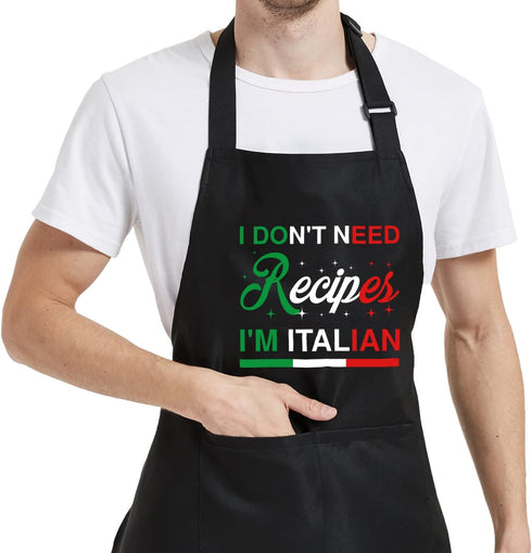 Chef Apron for Men - Italian Gifts for Women, Italian Party Decorations, Funny Pizza Apron for Cooking BBQ Grill Kitchen Dad Mom Father Husband Wi...