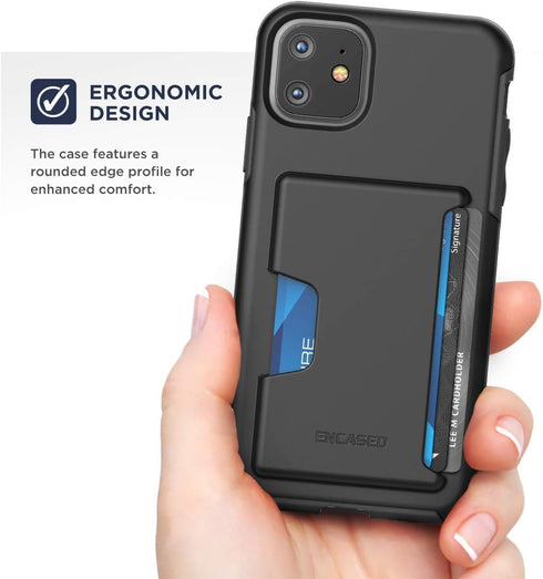 ENCASED iPhone 11 Wallet Case (2019) Ultra Durable Cover with Card Holder Slot (4 Credit Cards Capacity) Black...