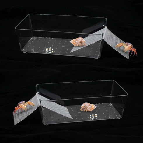 2 Pack Large Transparent Hermit Crab Water Tank with Climbing Ramp, Hermit Crab Aquarium Tank Cage Salt Water Pool Accessories, Hermit Crab Habita...