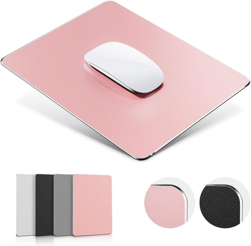HONKID Metal Aluminum Mouse Pad Pink, Office and Gaming Thin Hard Mouse Mat Double Sided Waterproof Fast and Accurate Control Mousepad for Laptop,...