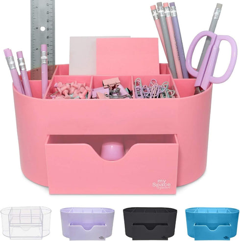 Pink Desk Organizer for Office Supplies and Desk Accessories - Pen Holder Desktop Organization for Room College Dorm Home School (Pink)...