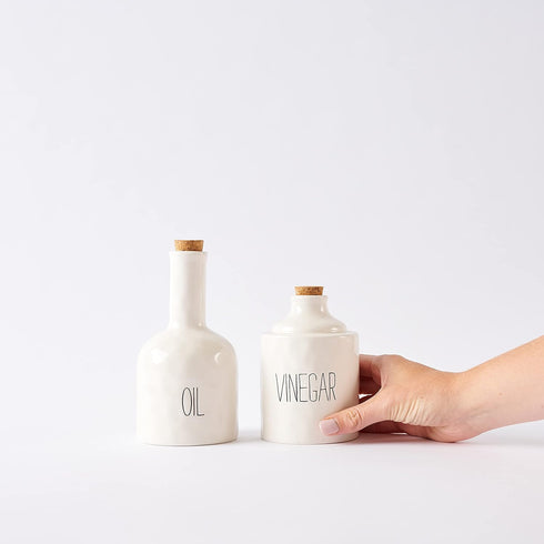 Stacked Oil and Vinegar Decanter Set, White...