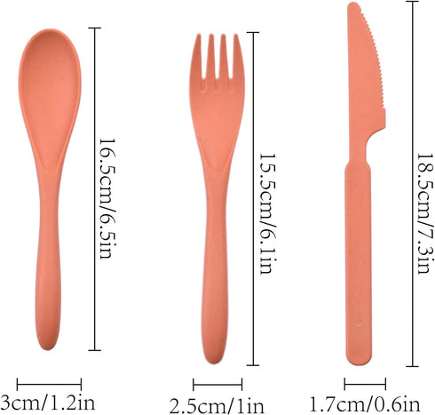 Knives Spoons and Forks Set, Wheat Straw Cutlery Set, Reusable Flatware Set for 8, Utensils for Party, Travel, Work, Picnic, Camping or Daily Use...