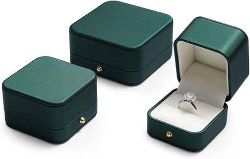 Oirlv Gorgeous Blackish Green Ring Box Premium Leather Ring Bearer Box for Wedding,Proposal Jewelry Gift Case...