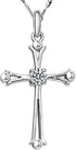 Fashion Jewelry 925 Sterling Silver Inlaid Crystal Cubic Zirconia Cross Pendant Necklace...