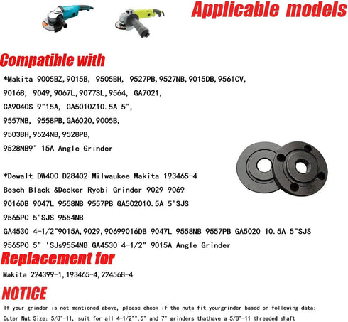 Grinder Flange Angle Wrench Metal Lock Nut Fit for DW Milwaukee Makita 193465-4 Compatible with Bosch Black & Decker Ryobi 4.5" 5" 5/8-11 (1 wrenc...