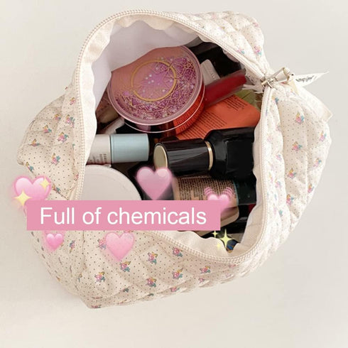 3PC Cotton Makeup Bag Floral Makeup Bag Aesthetic Makeup Bag Cosmetic Bags for Women Makeup Organizer Bag Storage Bag Set...