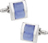 Stacked Two Piece Light Blue Fiber Optic Cufflinks with Presentation Box...