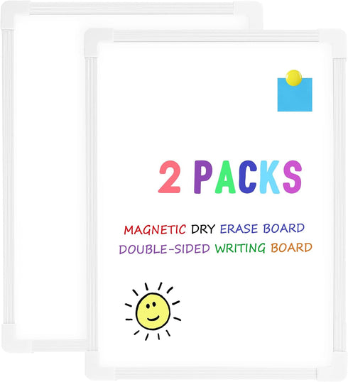 2 PCS Magnetic Small White Board Dry Erase Double-Sided Writing, Small Dry Erase Board 8”x11”, Portable Hangable Mini Whiteboard Small Whiteboard ...