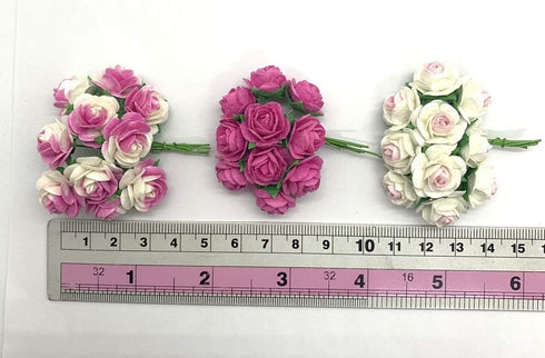 100 pcs Mini Rose Mixed Pink Colors Mulberry Paper Flower 15-18 mm Scrap Booking Wedding DIY Craft Supplies Card, Small Roses (Mixed Pink)...