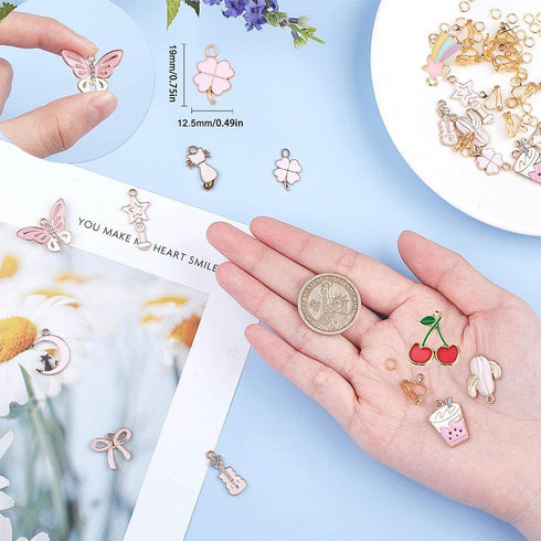 SUNNYCLUE 1 Box DIY 12 Pairs Clip On Earrings Pink Themed Clip On Earring Making Kit for Little and Women Jewelry Making Supplies...