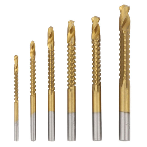 Titanium HSS Drill & Saw Bit Set Twist Drill Bits 3-8mm Serrated Side Cutting Drill Bit Woodworking Tools for Wood Dry Wall Plastic Metal...