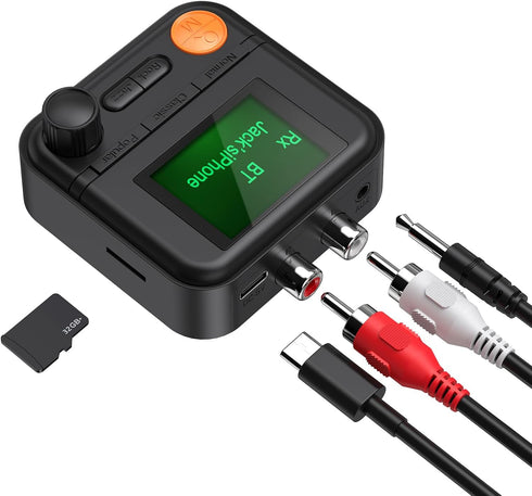 Bluetooth Transmitter Receiver, Bluetooth 5.2 Audio Adapter for Home Stereo, Wireless Audio Adapter with Display or Headphones, Home Theater, TV, ...