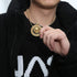Hip Hop Jewelry 3D Lion Head Shiny Circle of Cuban Link Pendant Gold Medallion Lion King Leo Necklace for Men Women...