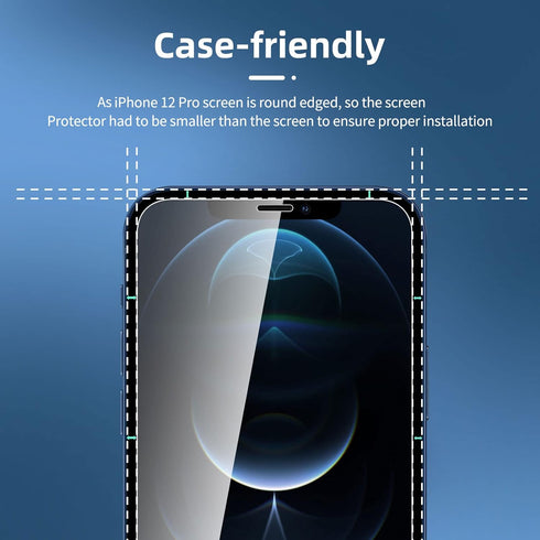 NEW'C 4 Pack, 2 Pack Screen Protector for iPhone 12 Pro + 2 Pack Camera Lens Protector, Sensor Protection,Case Friendly Tempered Glass Film......