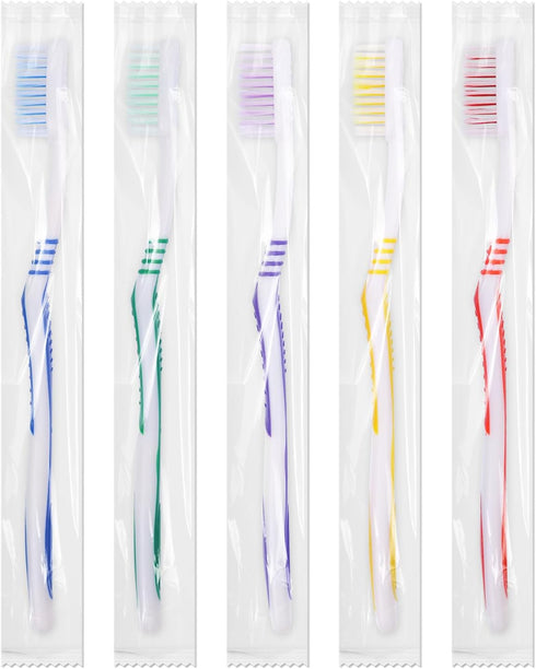 30 pcs Bulk Toothbrushes Individually Wrapped, Colorful Manual Disposable Travel Toothbrush for Adult, Kid, Medium Soft Bristles for Travel, Hotel...