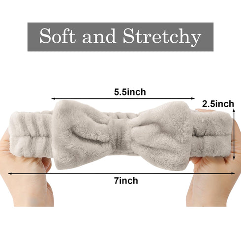 Spa Headband, Headband for Washing Face, Makeup Headband, Skincare Headband, Face Wash Headband, Khaki Bow Tie Puffy Hair Band, Teen Girl Gifts Tr...