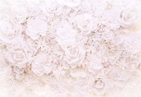Laeacco White Paper Rose Flowers Backdrop 7x5ft Floral Roses Photography Background Blossoming Scene Mother's Birthday Girls Photo Portraits Wallp...