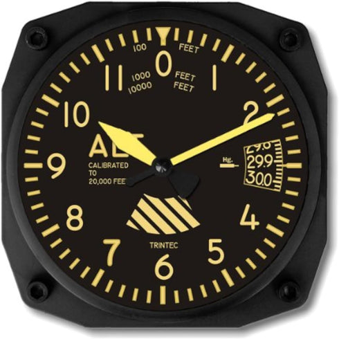 Trintec Vintage Altimeter Altitude Wall Clock 6.5 Square 9060V...