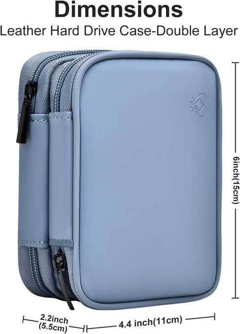 Leather External Hard Drive Case for Western Digital WD Elements/WD My Passport/WD My Passport Ultra Portable Hard Drive Carrying Case of 1TB 2TB ...