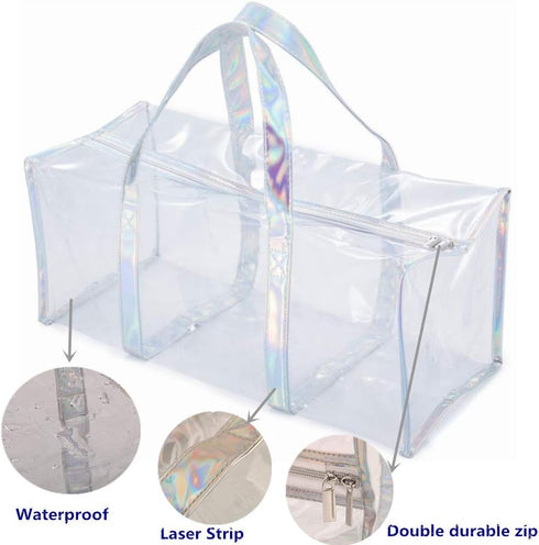 Clear Tote Bag Transparent Bag Stadium Approved Travel Gym See Through Toiletry Bag for Women...