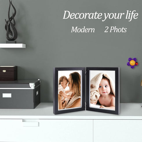 AVEAX Double 5x7 Picture Frame Black Wood Photo Frame Shadow Box Frame...